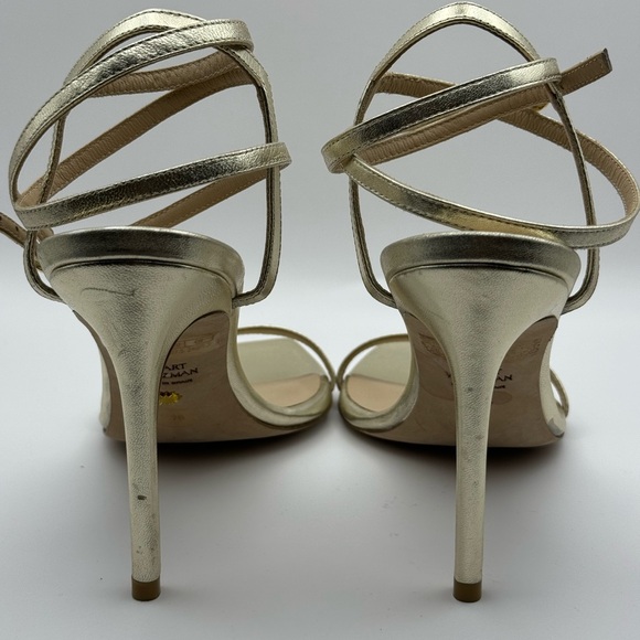 EUC STUART WEITZMAN BARELYNUDIST 100 LIGHT GOLD SZ 7B - Picture 5 of 8